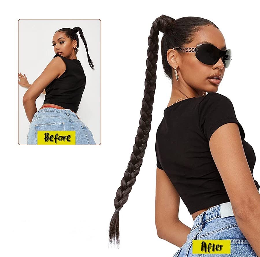 32 inch DIY Braided Ponytail Extension with Hair Tie - Image 4