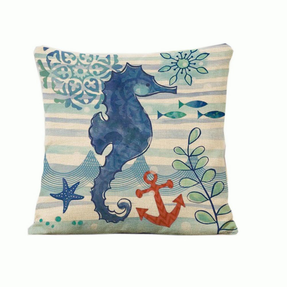 18" 18" Cotton Linen Throw Pillow Cover Marine Life Oil Painting Home Decorative Pillowcase Cushion Cover