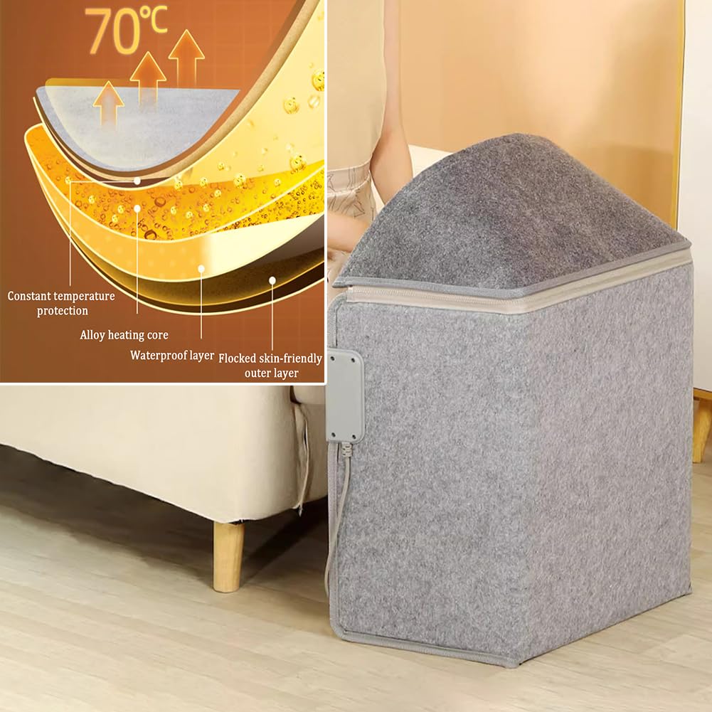 Chauffage sous Le Bureau avec Couverture Douce, Chauffage Portable pour Les Jambes, Les Pieds Et Les Genoux, Température Réglable Et Minuterie, Chauffe-Pieds Silencieux.,A