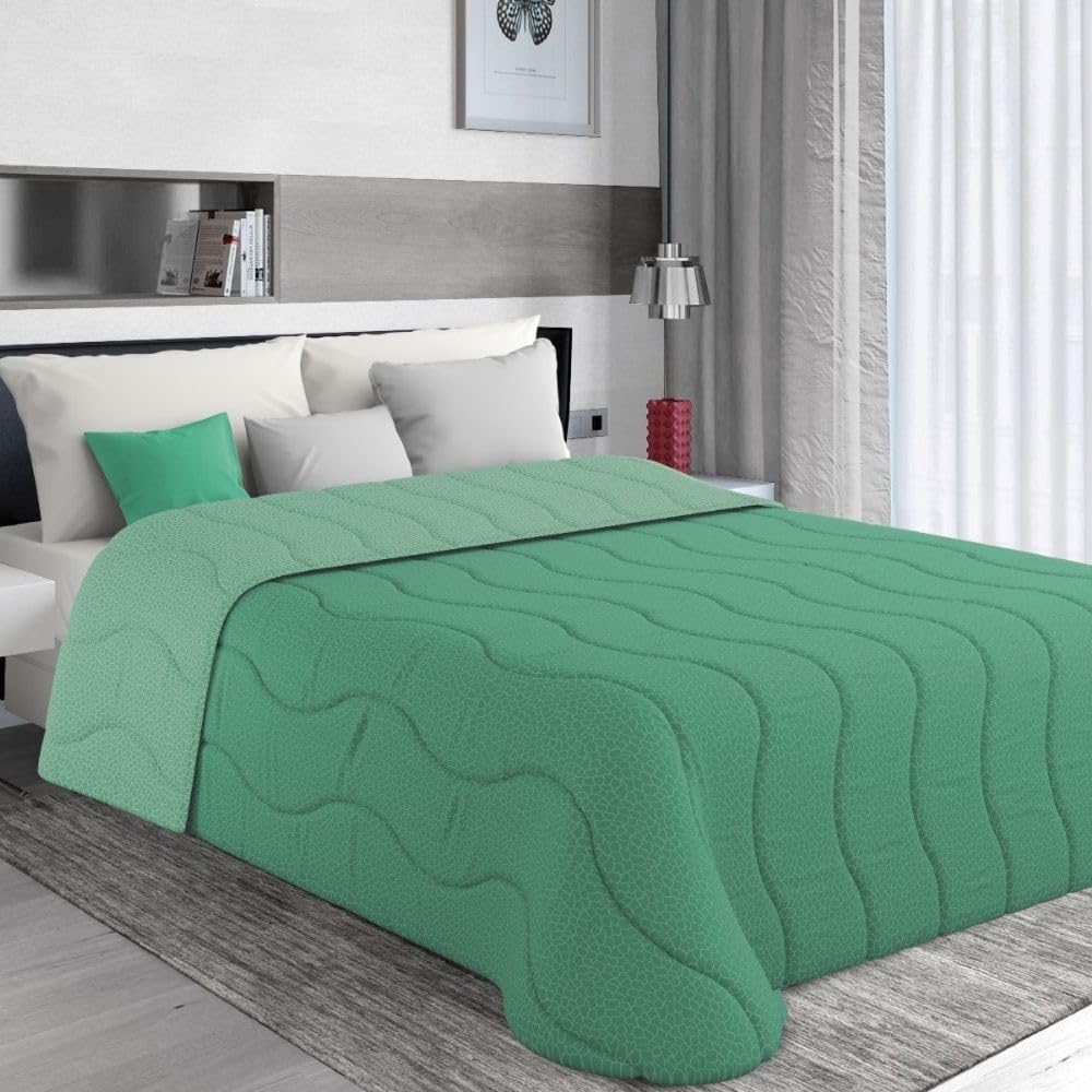 MAXIME MAISON - Colchas Cama 150 Modernas (245x265cm) Colcha de Invierno (300 gr/mq) Coloración Doble Cara, Cubre Cama en Microfibra Suave Made in Italy (Verde Tiffany/Aguamarina) Colcha Cama 180