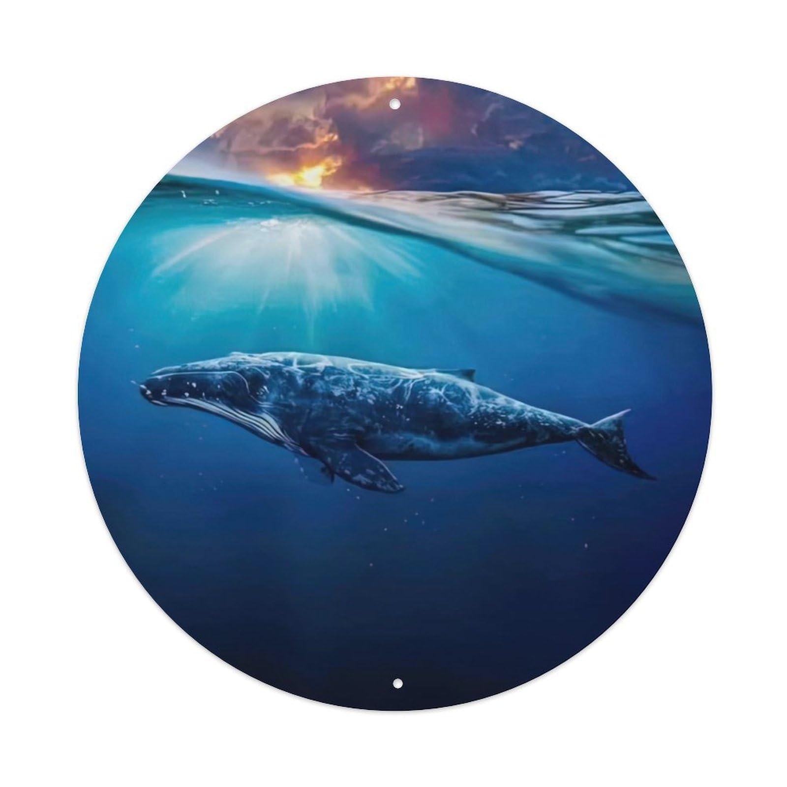 Marine Animal Whales at The Bottom of The Sea Vintage Metal Tin Sign Plaque Wall Decor for Cafe, Club Bar, Office, Garden Metal Poster 8x8Inch
