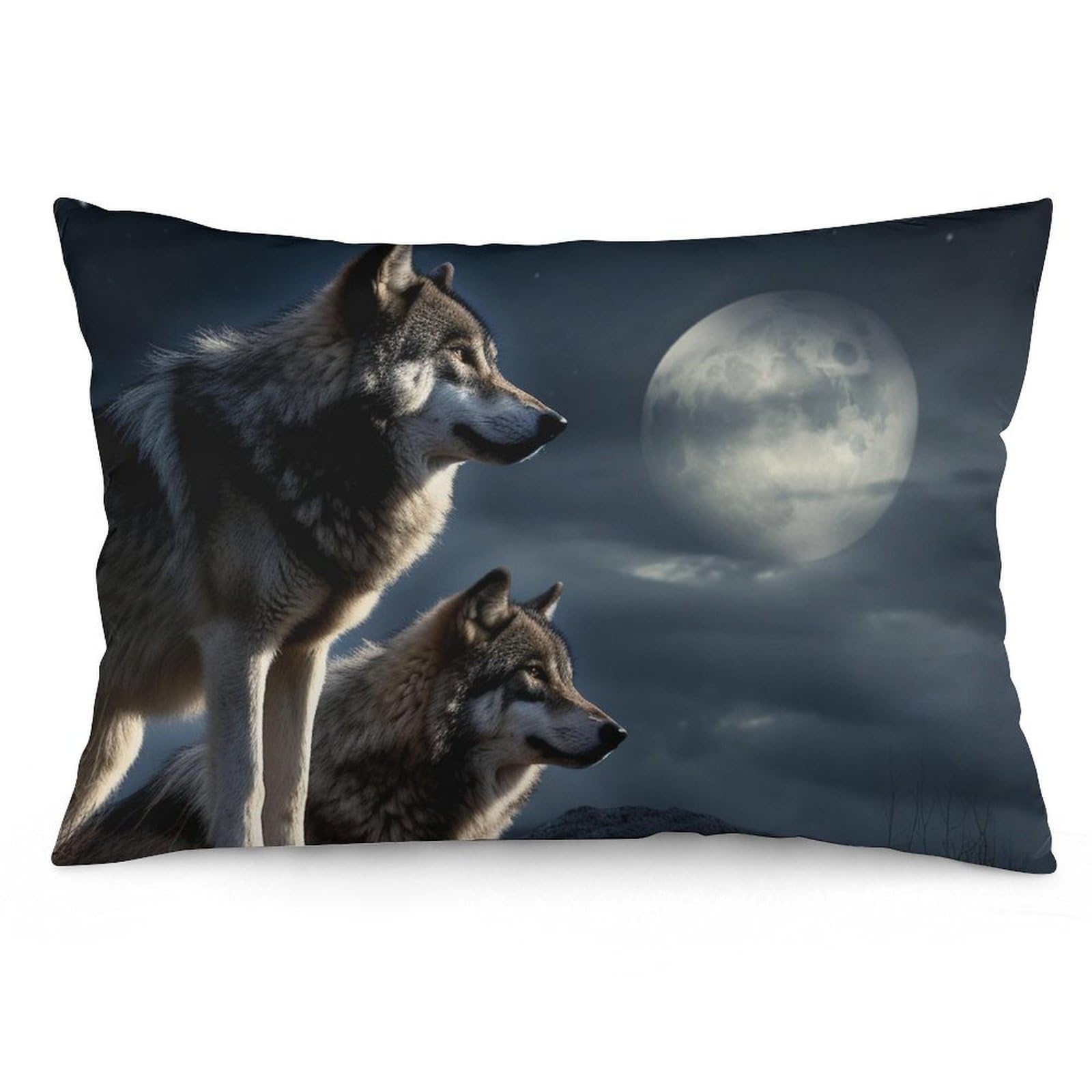 NTVOWPZO 2 Pack Decoration Throw Pillow Covers 16 "x24 Pillowcases Covers Wolves in The Moonlight Pillowcases Modern Farmhouse Home Decor Sofa Cushions Covers for Couch Bed Living Room