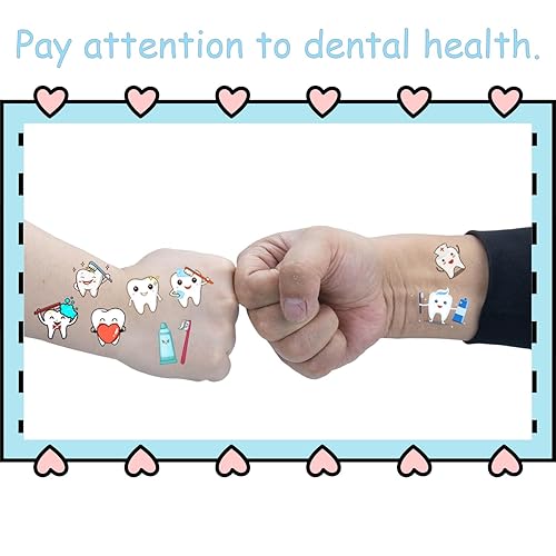 Miniatura 4 de Más de 380 calcomanías de tatuajes temporales de dientes  Hospital Dental Salud Dental Cepillo de Fiesta de Dientes Temático de Dientes de Baby