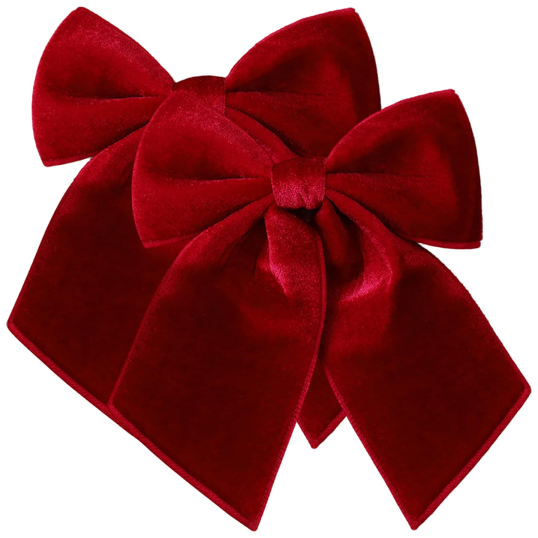 Joygoodta 2Pcs Christmas Bows 10in Pre-Formed Elegant Velvet Bows Christmas Tree Ornaments for Tree Wreath Garland Swag Staircase Fireplace Car, Claret