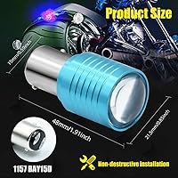 Vista 3 de Bombilla LED 1157 para motocicleta, luz estroboscópica azul con largo alcance, BAY15D 2057 2357 7528 1 LED de alta potencia con proyector