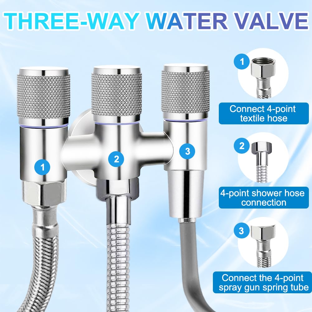 Válvula de conmutación de 3 vías, válvula de esquina combinada de 1/2 pulgadas con conexión para lavavajillas y conexión doble, interfaz de rosca de acero inoxidable resistente a la presión, para
