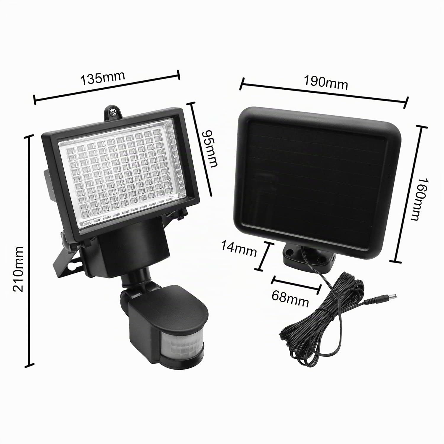 Maclean MCE442 2x Lampes solaires LED avec détecteur de mouvement - Projecteur solaire - Applique murale solaire avec détecteur de crépuscule - Éclairage solaire IP44 6W 360 Lumens 6000K (2 x pièces)