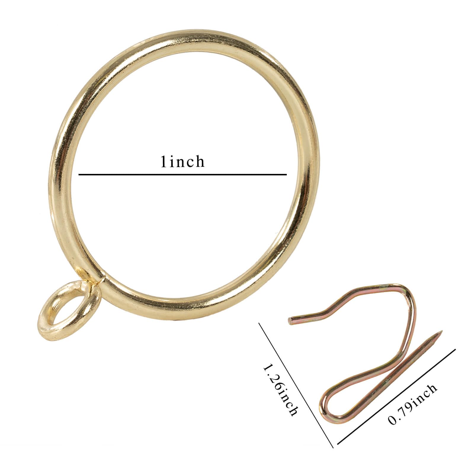 Curtain Drapery Hanging 1.25inch-Internal Diameter - Curtain Rings with Hooks Eyelet for Window Door Curtain Gold Zocang