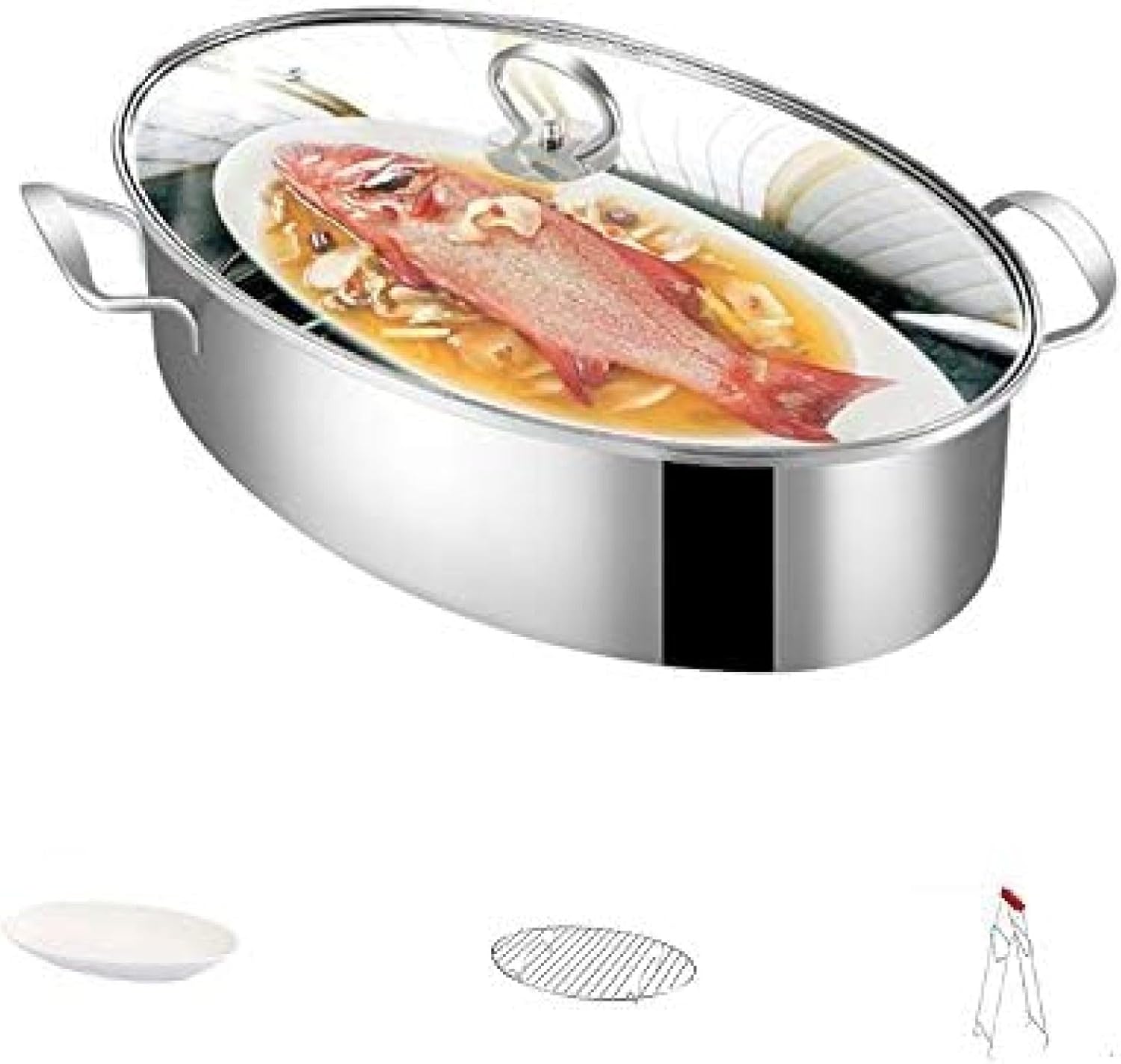 Vaporizador De Peixe Em Aço Inoxidável, Panelas Ovais Multiu... - imagem principal do produto