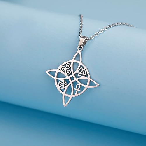 Miniatura 4 de Dreamtimes Collar de nudo de brujas, dije de nudo celta con triquetra, collar de trinidad, cruz celta, joyería de bruja de brujas, amuleto de nudo