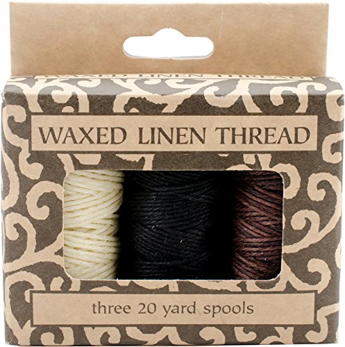 Lineco Natural, Brown, Black 20yds Each Hilo Encerado de Lino 5 Capas 3/Pkg, Multicolor, 1 Pack