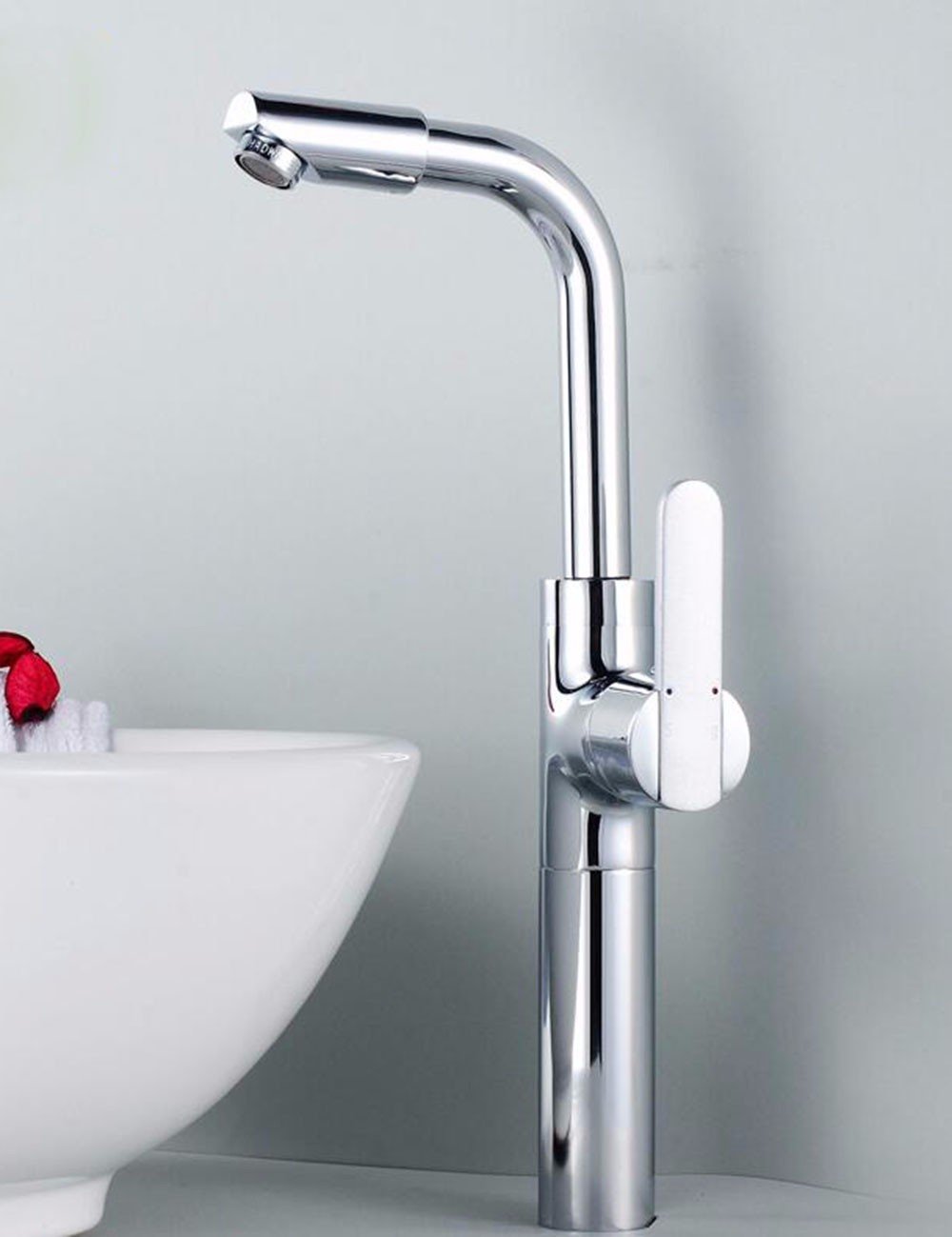 Tall Taps For Bathroom Basin White Brass Heightened Faucet With - View #5