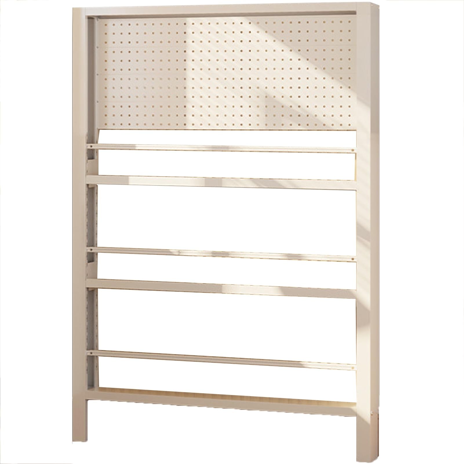 Pannello forato da parete a 3 strati in metallo, scaffale da pavimento, pannello portaoggetti con libreria per cucina, garage, soggiorno, bagno