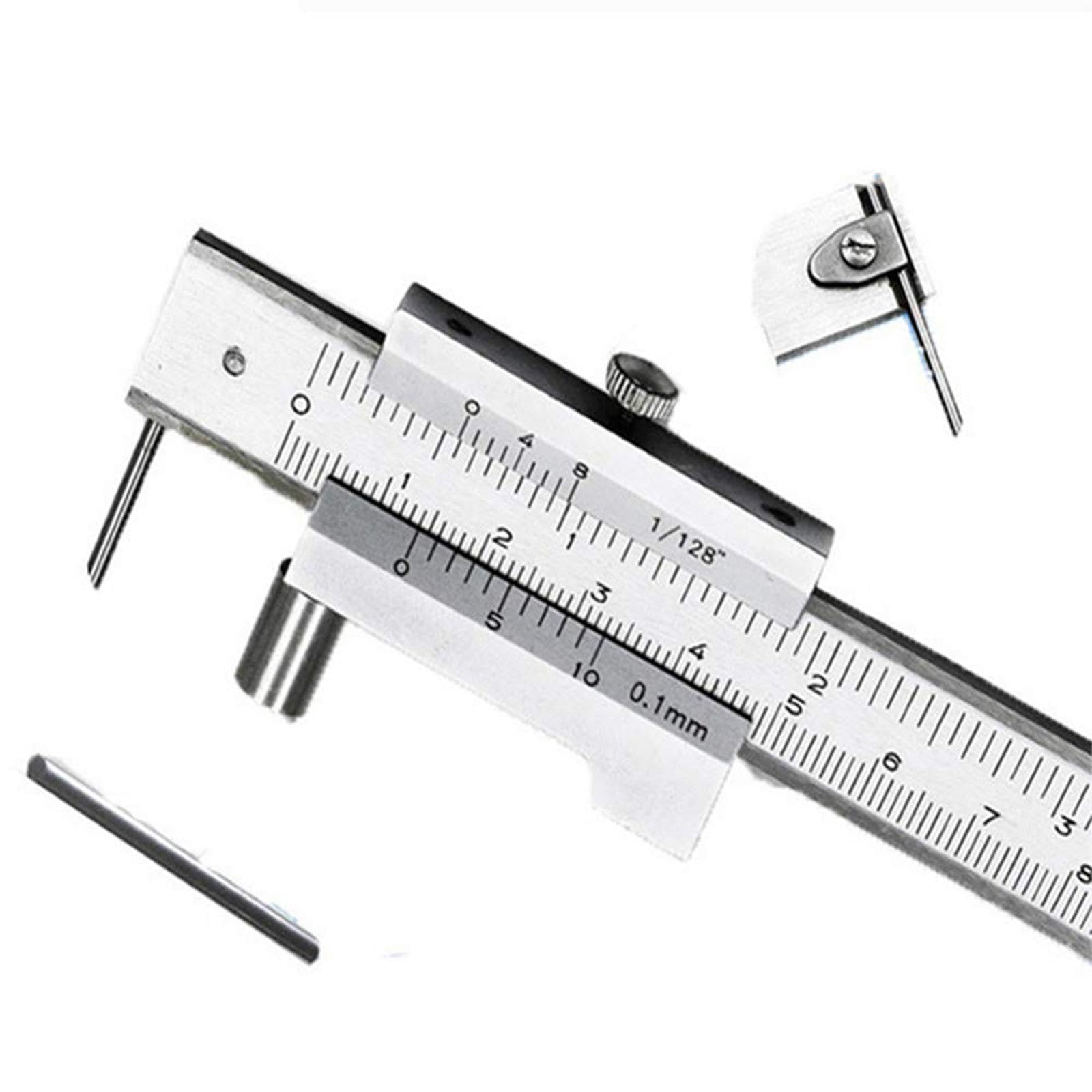 TopHomer 0-200mm Vernier Caliper Gauge Micrometer, Stainless Steel Measuring Tool 0-7.87Inch/0-200mm Manual Micrometer, 0.1mm High Precision Durable Slide Scriber