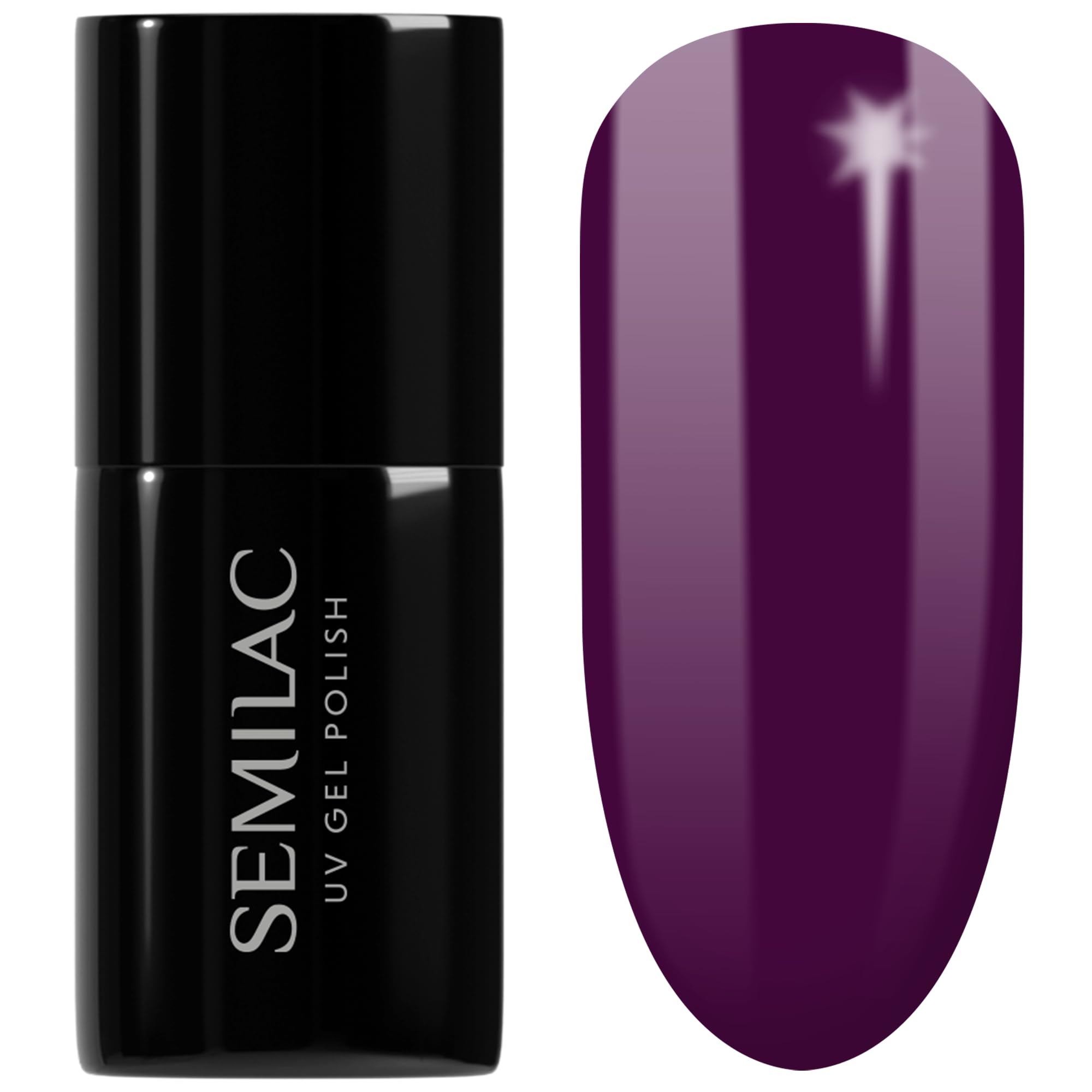 SEMILAC Gel Nail Polish 015 Plum - Full Coverage Gel Polish - Soak Off Easy To Use LED/UV Nail Lamp - Long Lasting Manicure and Pedicure up to 3 weeks