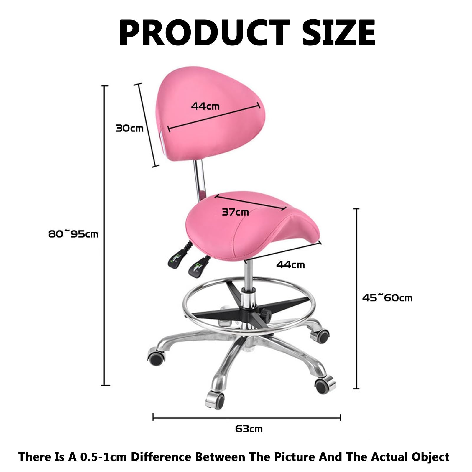 Sgabello da sella ergonomico con schienale, girevole a 360°, altezza regolabile e ruote bloccabili per ufficio, casa e negozio
