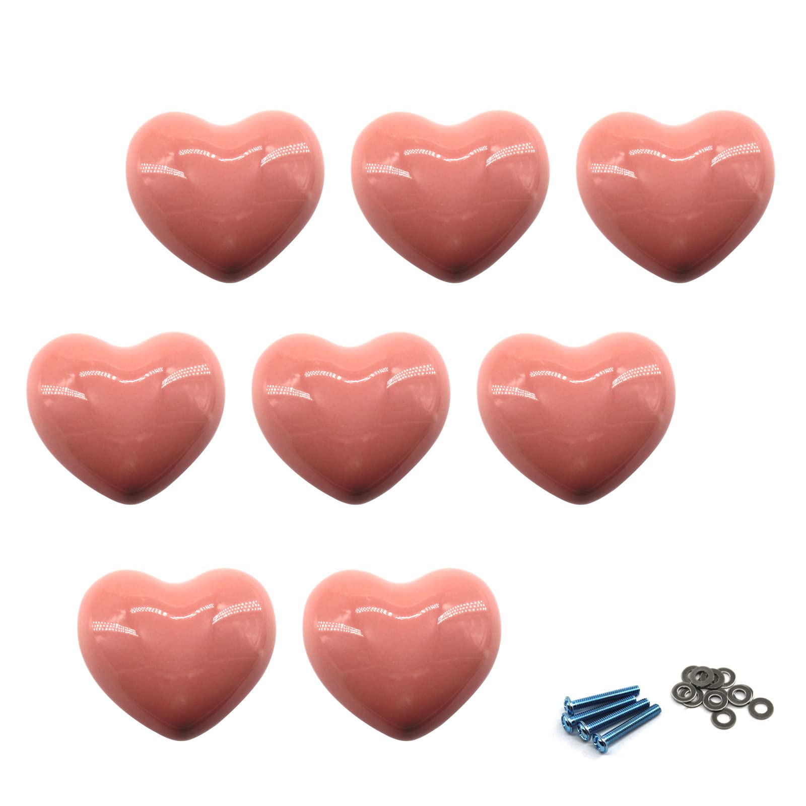 Zerniple Watermelon Red Door Knobs Ceramic Drawer Pull Handle Kids Room Cupboard Knobs With Screws (8 Pieces)