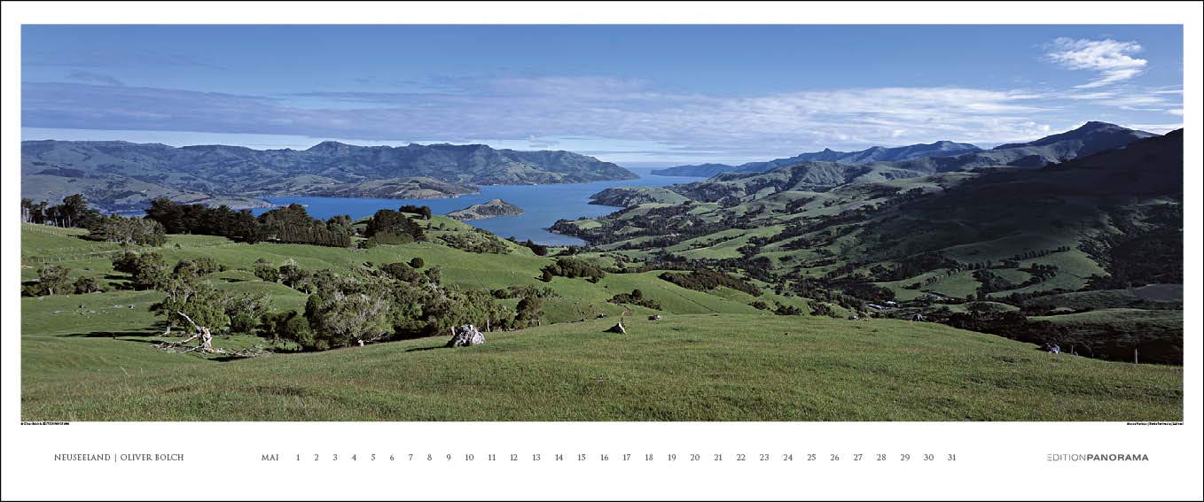 Neuseeland: Immerwährender Panorama-Kalender in 1,15 Meter Breite.: Immerwährender Kalender