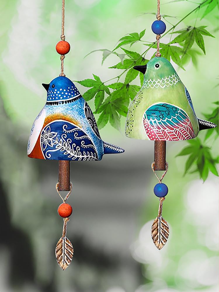 Carino scacciaspiriti in ceramica con uccellini, per esterni e interni, scacciapensieri commemorativi con toni melodici rilassanti, regali per la mamma, giardino, patio, balcone, decorazione