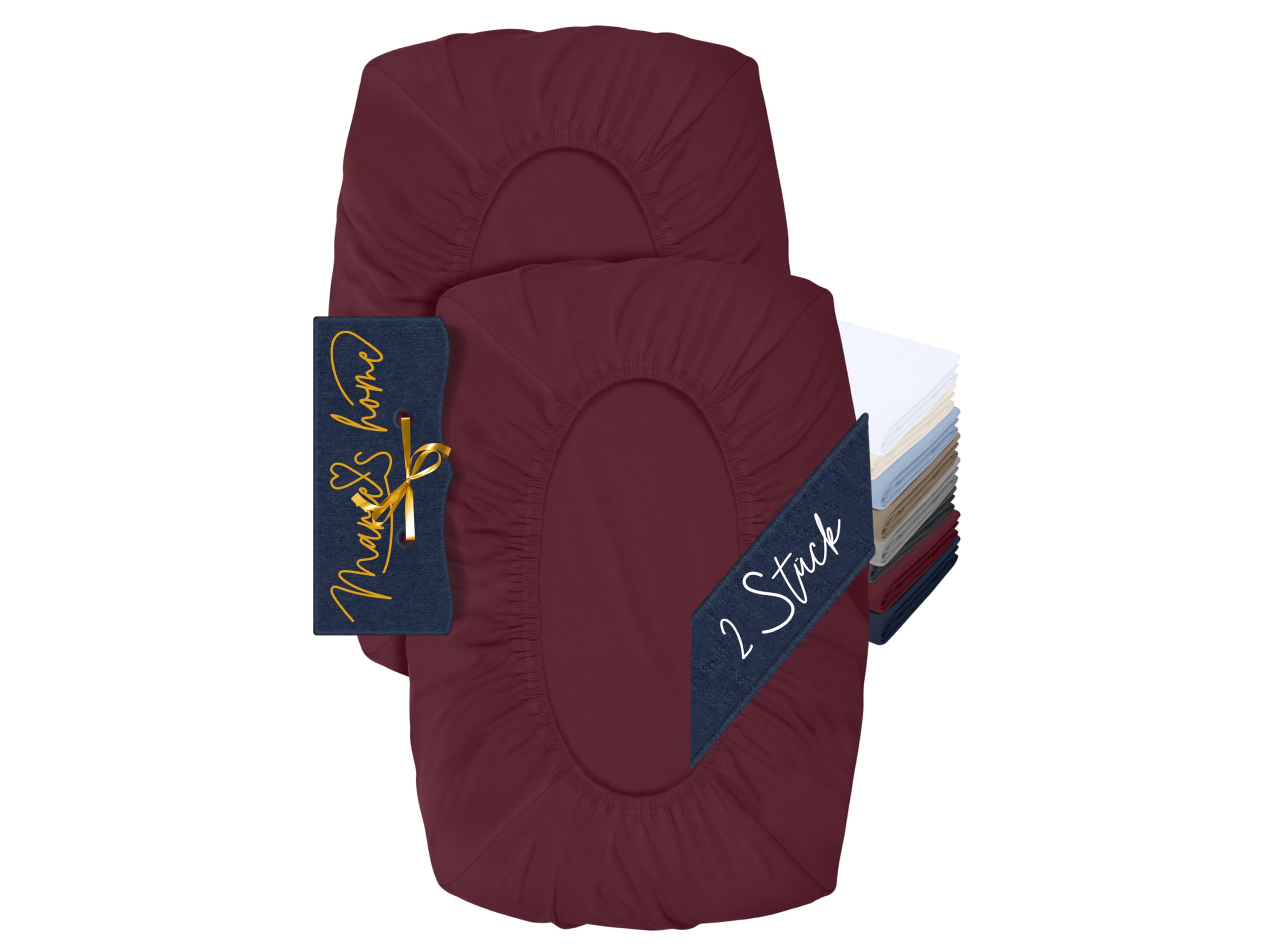 Marie´s Home Pack of 2 Pillowcase for Neck Support Pillow - Pillowcase for Neck Cushion - Fitted Cover and Pillowcase 1627.2372, S (30-35 x 45-50 cm), Bordeaux