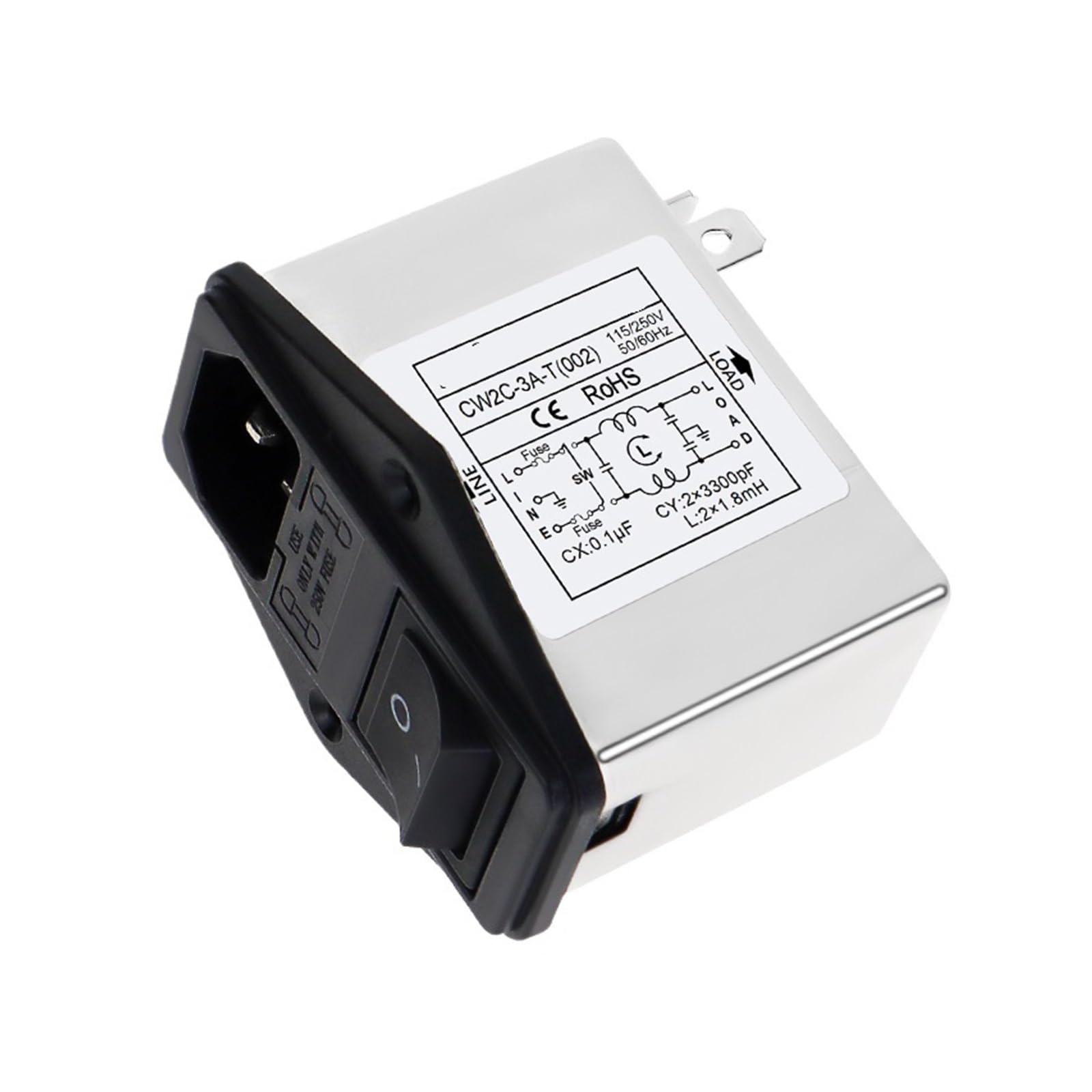 Prise double d'assurance CW2C-6A-T avec filtre EMI pour la protection des machines CNC