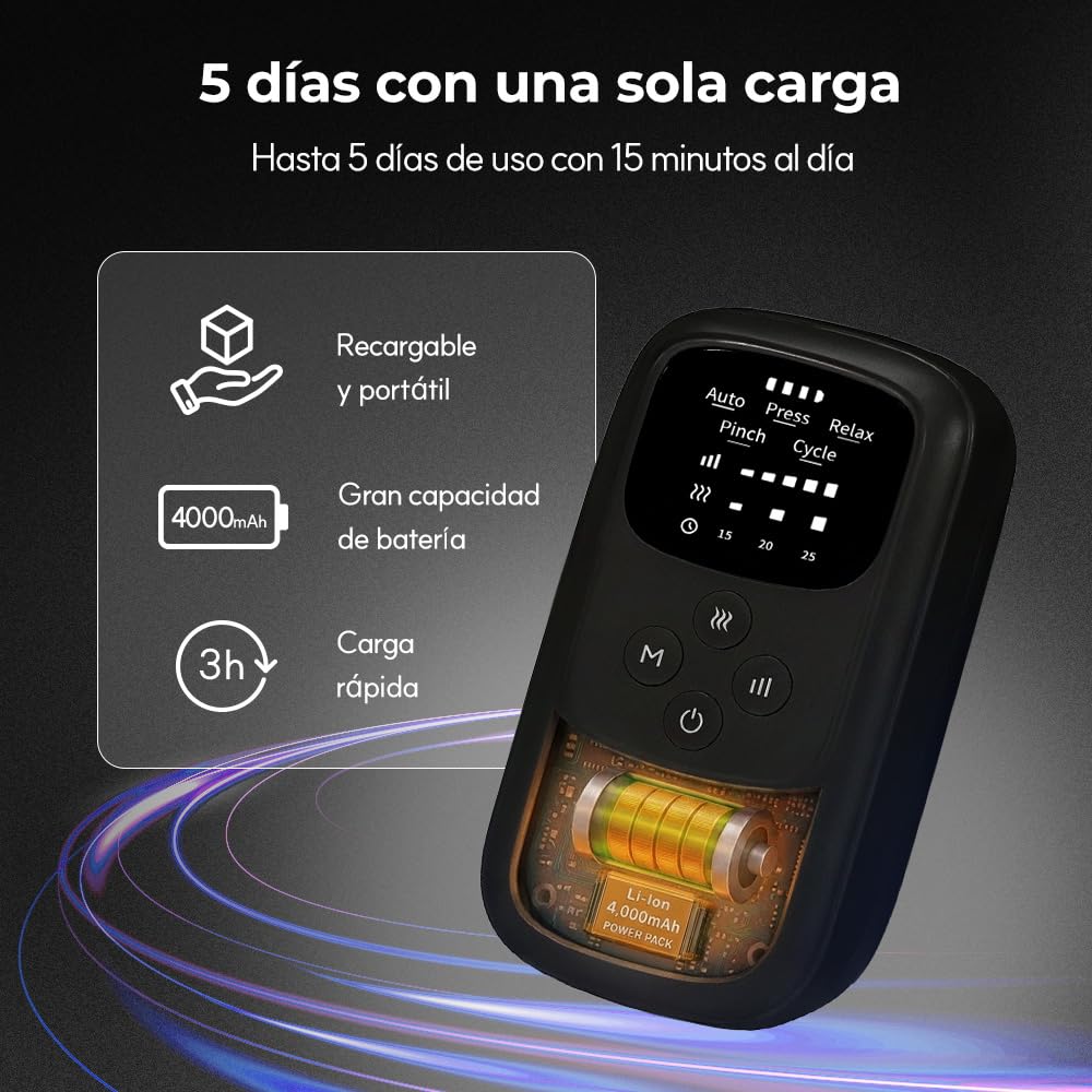 HuBDIC HubiCare - Masajeador inalámbrico para pantorrillas y pies con compresión de calor y aire para circulación y alivio del dolor, 5 modos con 5 intensidades, reduce la hinchazón, dispositivo de