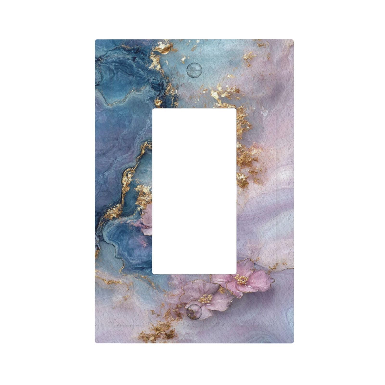 WUYOCHA Decorative Outlet Covers Abstract Blue Purple Marble Pink Gold Flowers Floral 1 Gang Single Decora GFCI Device Light Switch Covers Plate 1 Rocker Wall Plate Jumbo Face Plate for Bathroom Decor