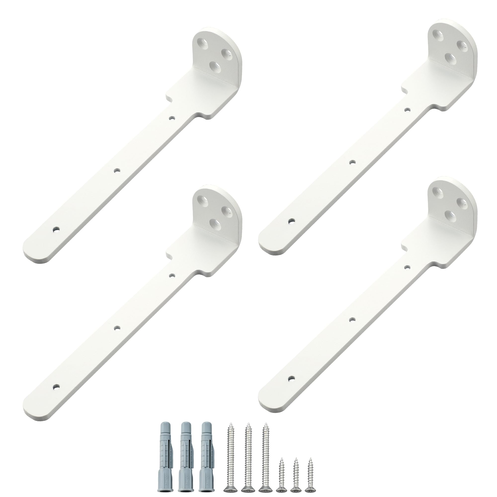 4PCS Floating Shelf Brackets, White Wall Brackets for Shelves, 200x40MM
