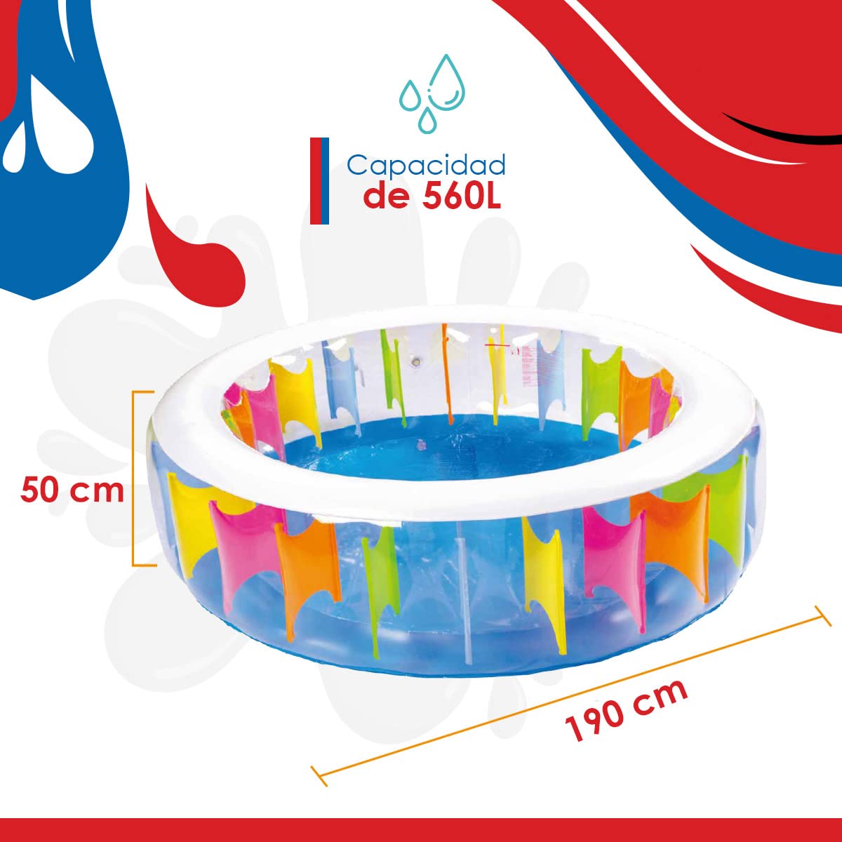 Jilong Rainbow basen dla dzieci, Ø 190 x 50 cm, basen dla dzieci, do ogrodu i na taras