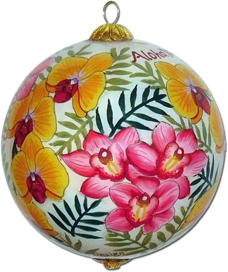 Colorful Hibiscus Kauai Christmas Ornament Hand Painted Glass 15B/K image 5