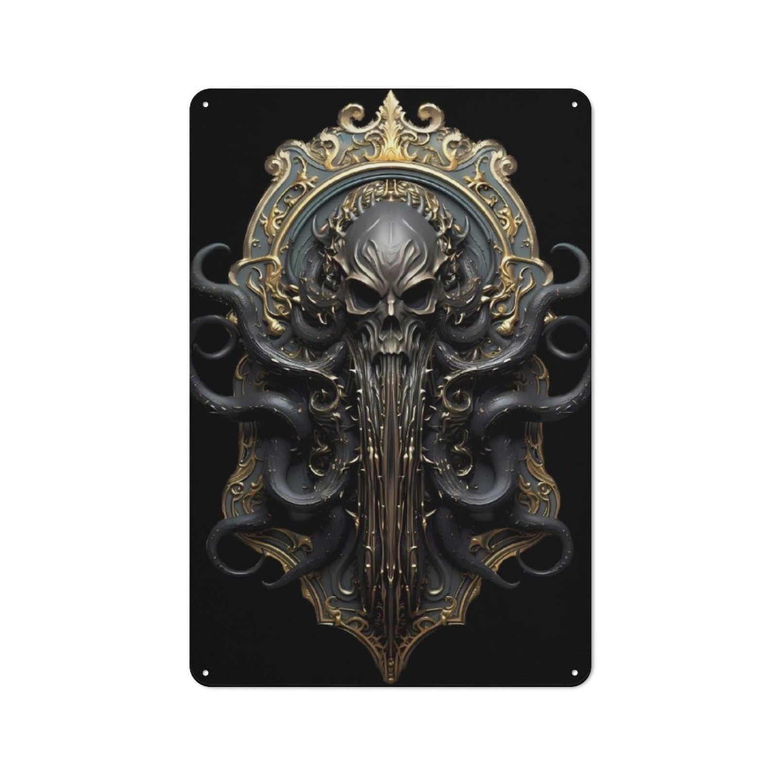 Junmoney Style-19 Metal Wall Sign 30X20cm Featuring Cthulhu Horror Art Deco For Garage Or Workshop, Suited To Diy Enthusiasts