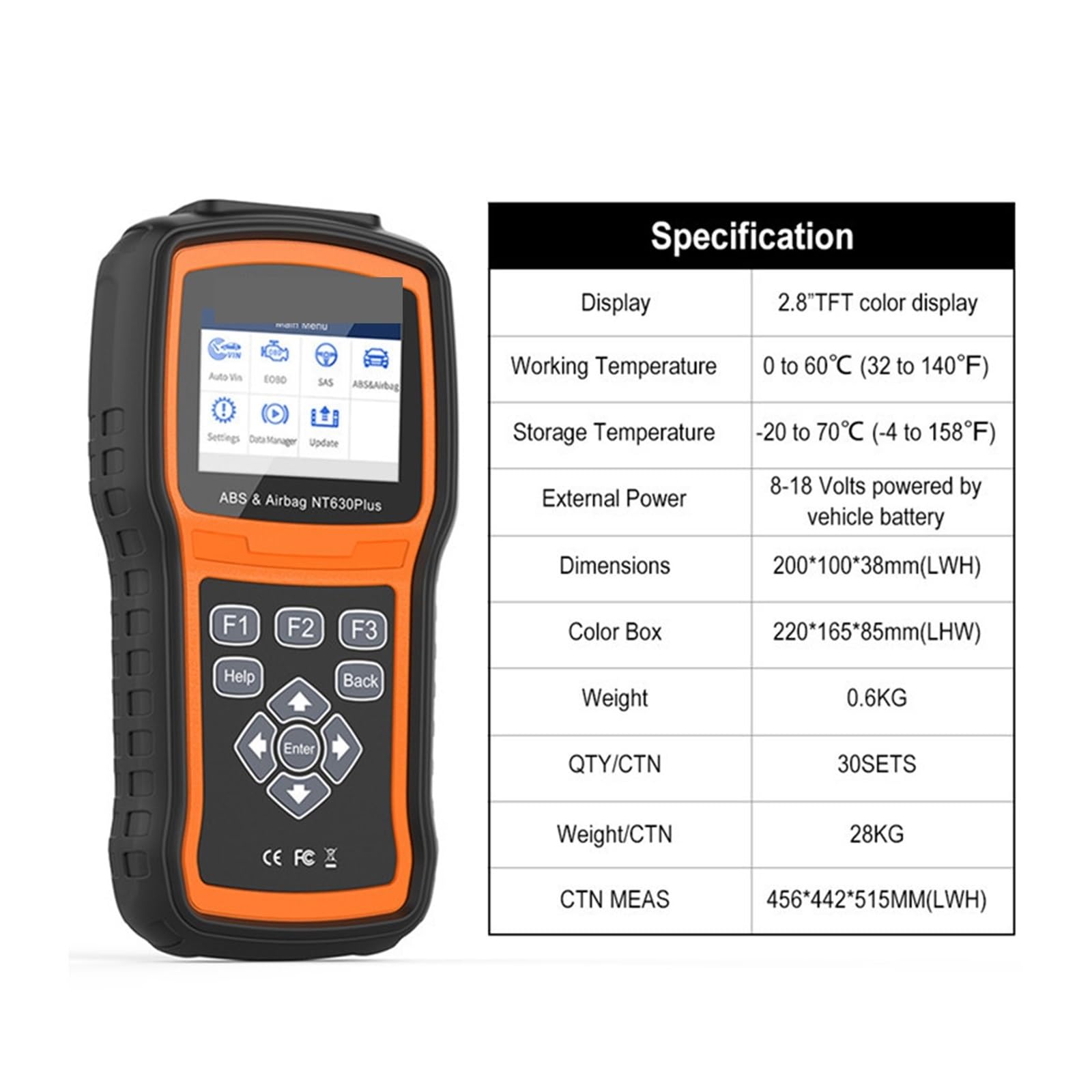 Skaner do Samochodu, Skaner samochodowy OBD2 Czytnik kodów OBD ABS Poduszka powietrzna SRS Reset danych o zderzeniu Auto Car Diagnostic Scanner Narzędzia