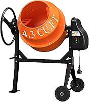 Dkenicor 4.3 Cu Ft Portable Electric Concrete Mixer, 450W 3/5HP Cement Mixer with Wheels & Stand for Stucco, Mortar, Feed - Orange