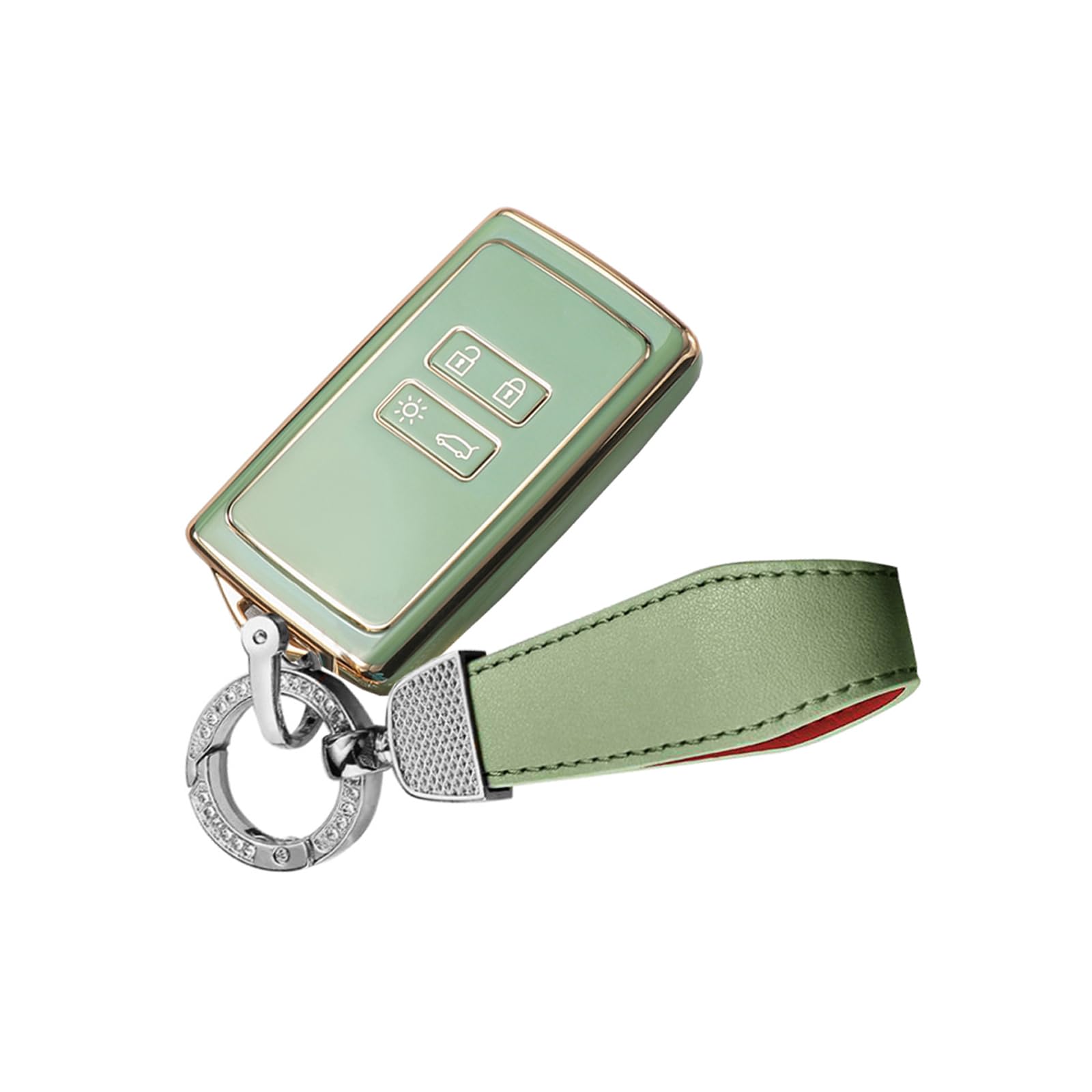 Ontto Cover Chiave Auto In TPU Per Renault E Dacia – Verde Con Bordo Dorato, Protezione Antigraffio, Portachiavi Incluso