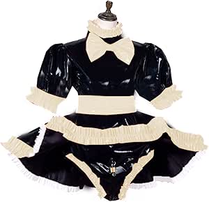 Amazon.com: Lockable Dress Maid Dress with Apron Lockable Panties PVC ...