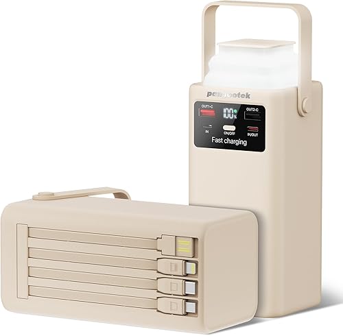 Estación de Energía Portátil 99Wh 27000mAh Cargador Portátil Banco de Energía con Luz de Camping 22.5W Carga Rápida QC 3.0 PD Cables Integrados