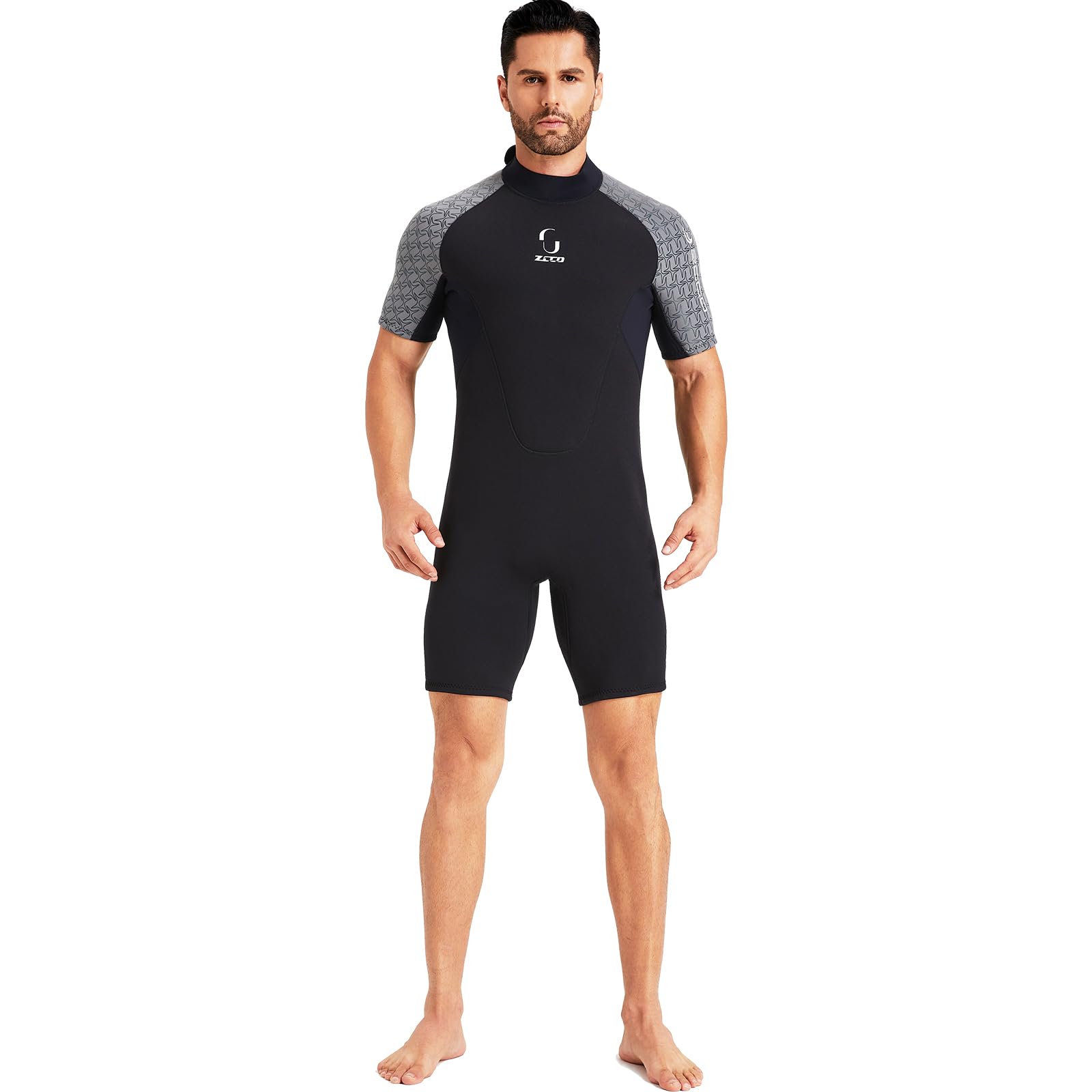 Wetsuits Combinaison de plongée Courte en néoprène pour Homme et Femme avec Fermeture éclair dans Le Dos 3 mm pour Le Surf, la plongée avec Tuba, Le canoë, Le Stand up Paddleboard, Le Kayak (Gris)