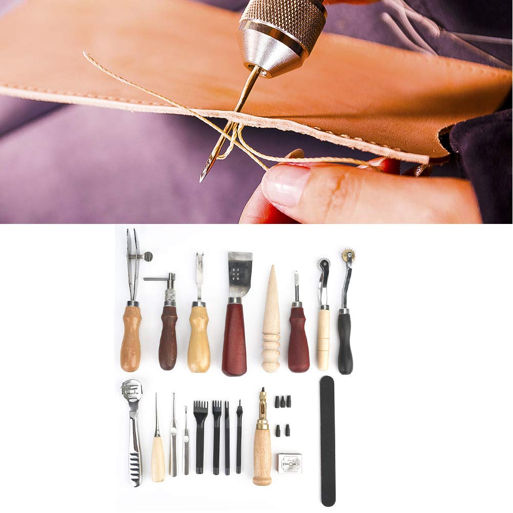 Kyoshin Elle Leathercraft Kit Hand Sewing Leather Tool Set Groover Awl Punch #TR