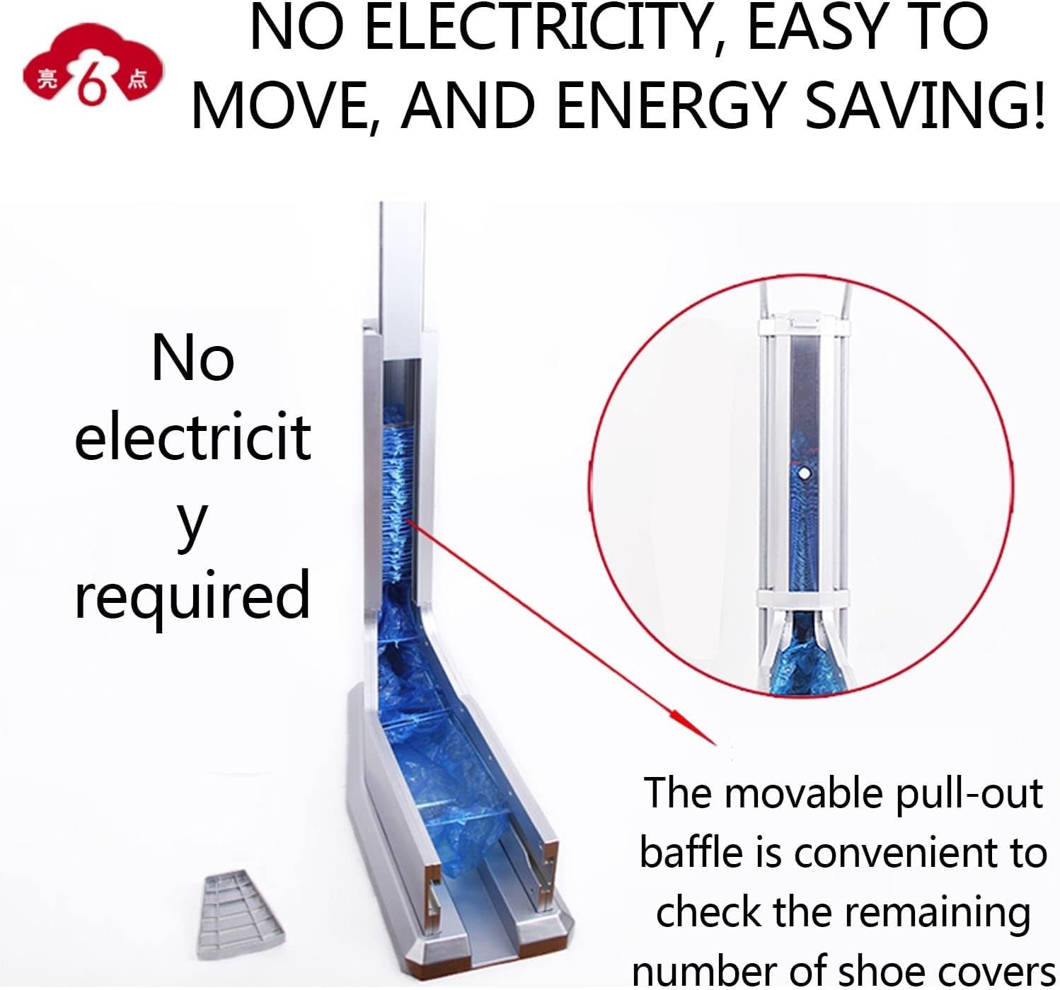 Dispensador automático de cubrezapatos - Sin electricidad, tipo tirador, con construcción de ABS resistente, ideal para el hogar, la oficina, el aula y salas blancas