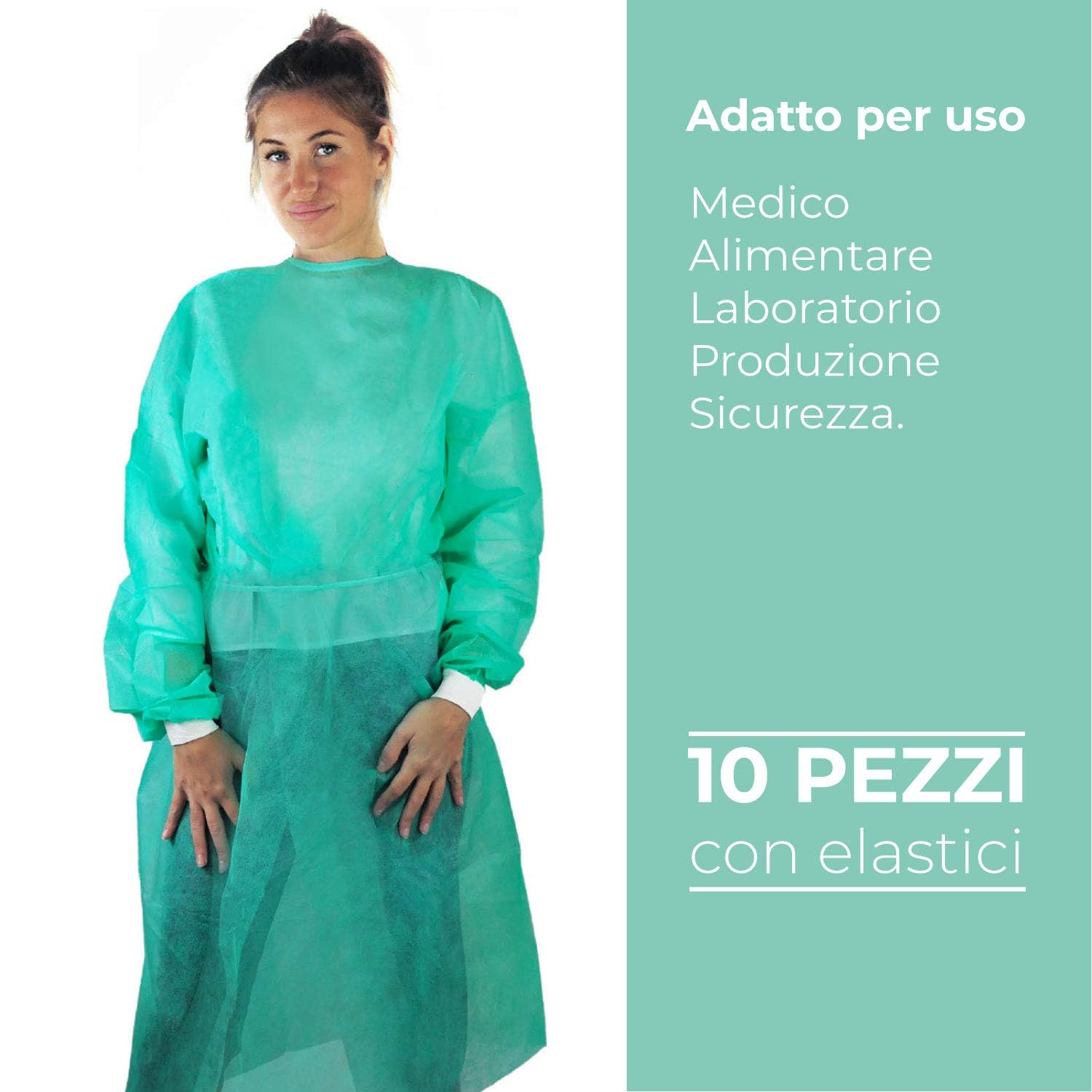 Camice Monouso Verde TNT 25 gr DM CLASSE I usa e getta per Visitatore Paziente
