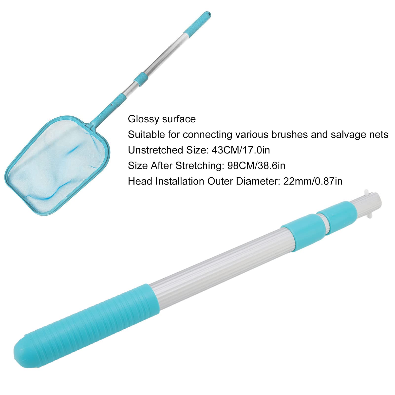 Luqeeg Perche de Piscine Télescopique, Perche Extensible en Aluminium à 3 Sections, Perche de Nettoyage de Piscine à Extension Réglable pour Filet D'écumoire, Brosse de Piscine, Tête D'aspiration
