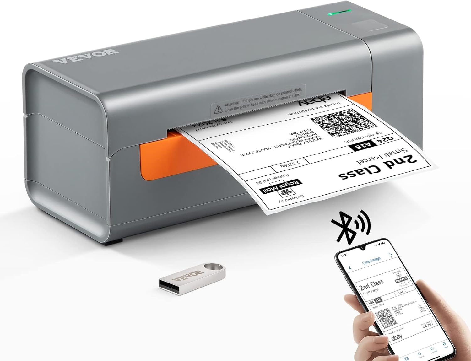 VEVOR Bluetooth Thermal Label Printer, Wireless Shipping