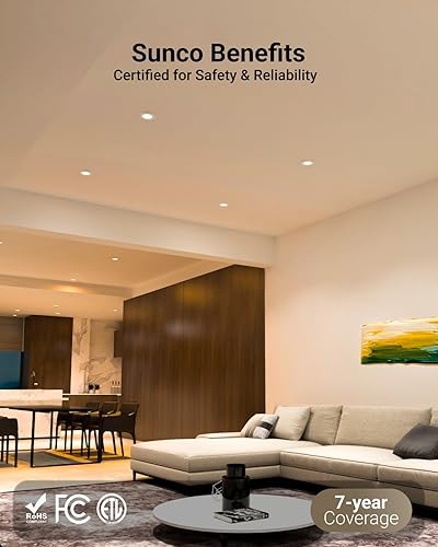 Miniatura 7 de Sunco 4 Inch Ultra Thin LED Recessed Ceiling Lights Slim, 5000K Daylight, Dimmable, 10W, Wafer Thin, Canless with Junction Box 2 Pack - Energy Star