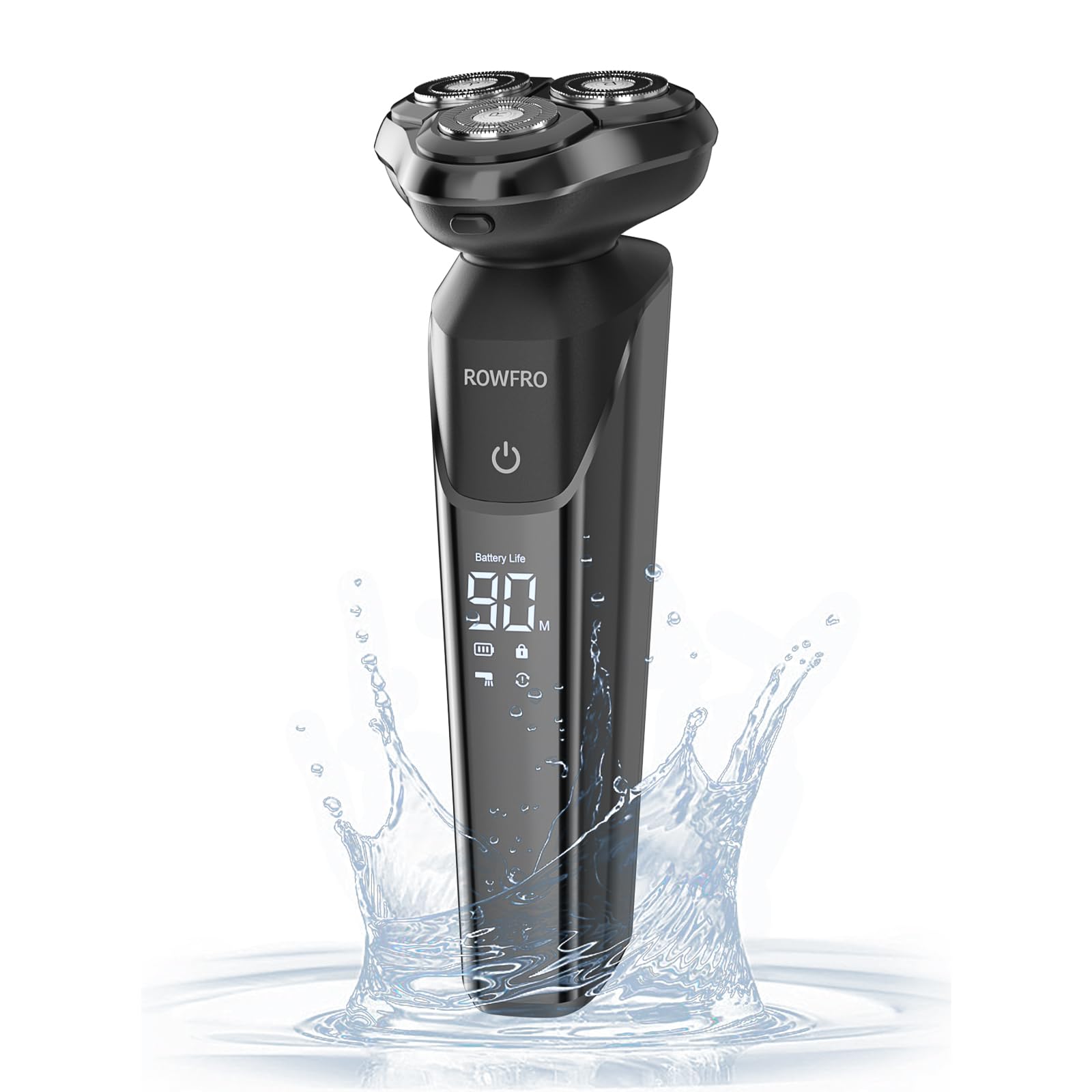 Mens Electric Shaver Waterproof: Rechargeable Cordless Shavers - Type-C 1H Fast Charging - IPX7 Waterproof Wet/Dry Rotary Electric Razor, with Travel Lock, Ideal Gift for Men Black