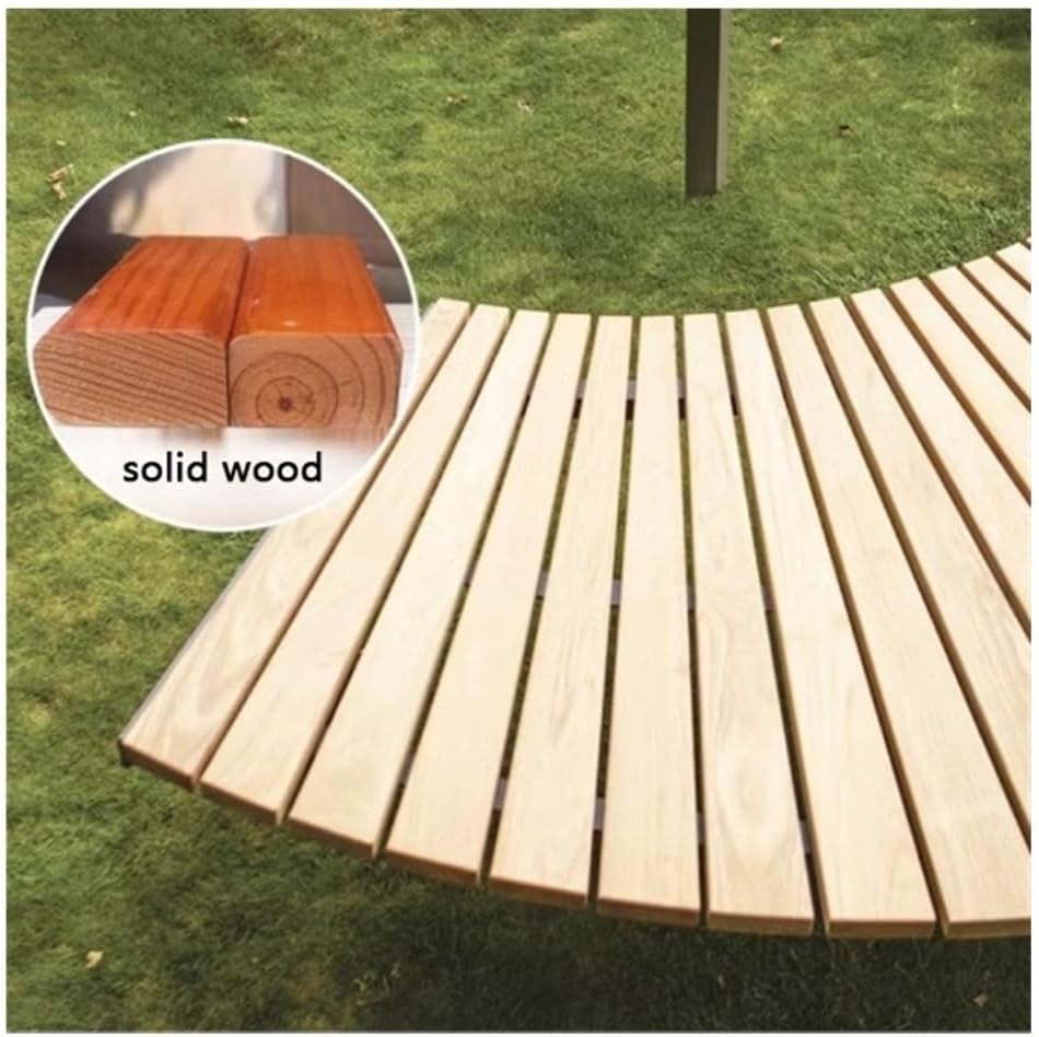 Patio Benches Outdoor Benches Chair, Circular Park Seats, Modern Anti-Corrosion Wooden with Steel Frames
