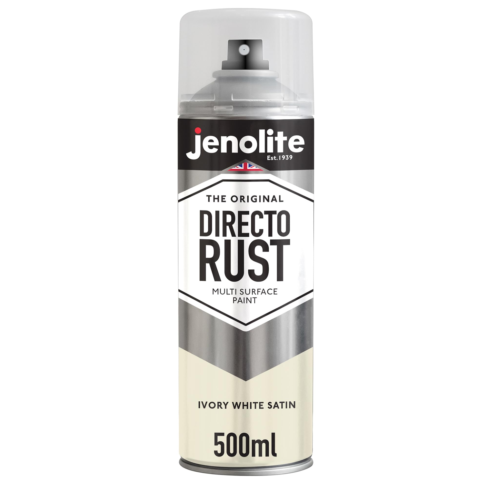 JENOLITE Directorust Spray Paint Satin Finish | IVORY WHITE | 500ml | Direct To Rust Spray Paint For Metal| All-In-One Multi Surface Paint for Metal, Wood, Plastic, Ceramic | RAL 1013 โ image 1