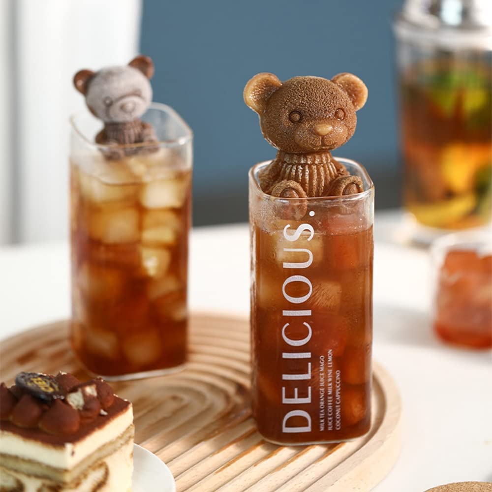 Moule à Glaçons En Silicone, Forme D'ours De Dessin Animé 3D Stéréo, Pour Le Thé Au Lait Et Le Café, à Dégagement Rapide