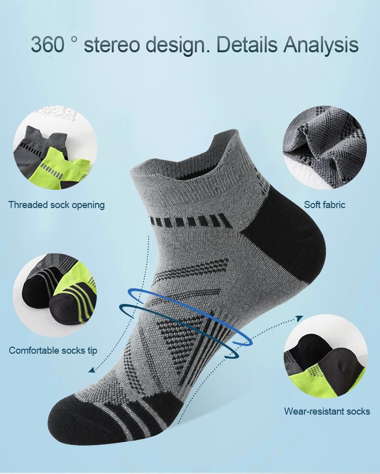 Men's Sport Socks,No Show Running Low Cut Athletic Moisture-Wicking Odor Control Sports Socks with Cushioned4