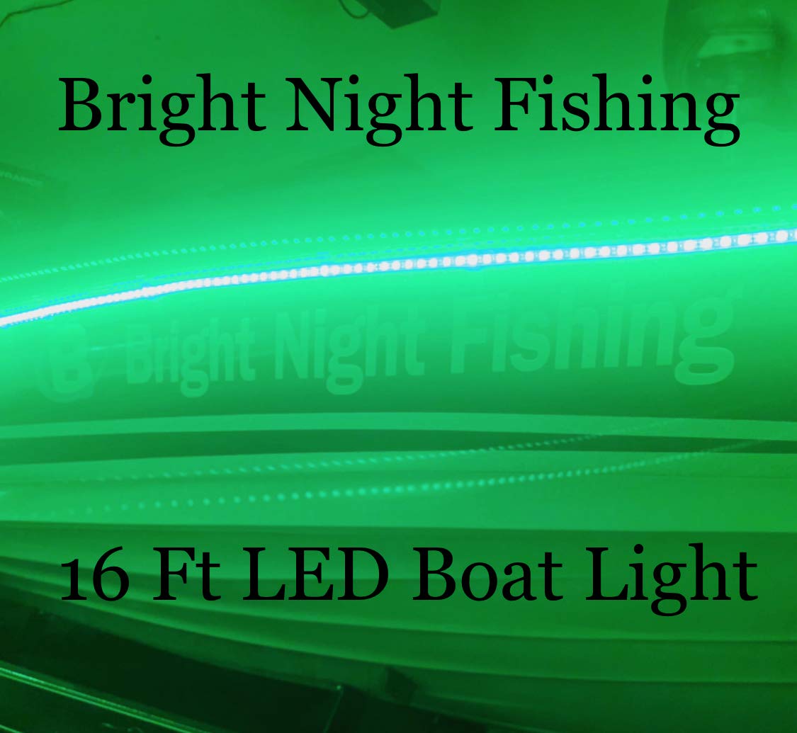 16ft Green Fishing Light,LED Night Fishing, LED Strip Light, bass Boat Light Strip,12v dc Waterproof,Pontoon, Kayak,John Boat