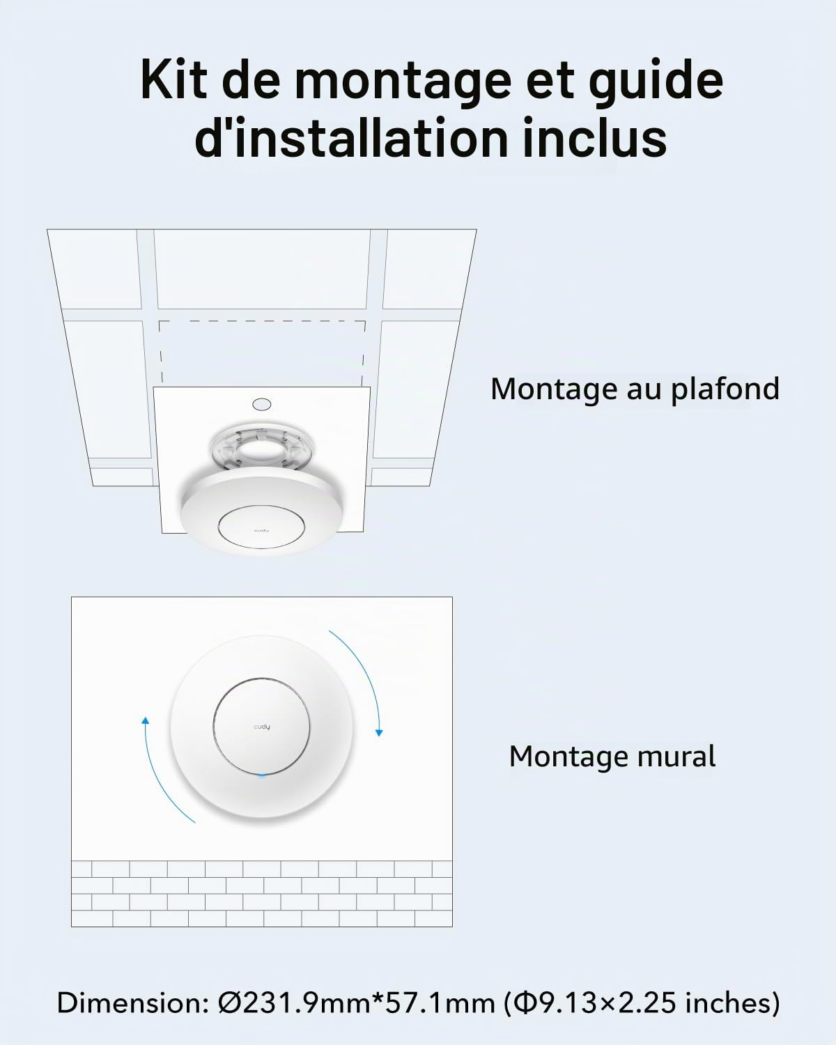 Cudy AX3000 WiFi 6 Point d'Accès, RJ45 2,5Gbit/s, MU-MIMO, PoE/CC, Mesh Support AP3000